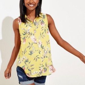 LOFT | Floral Mixed Media Button Down Blouse NWT